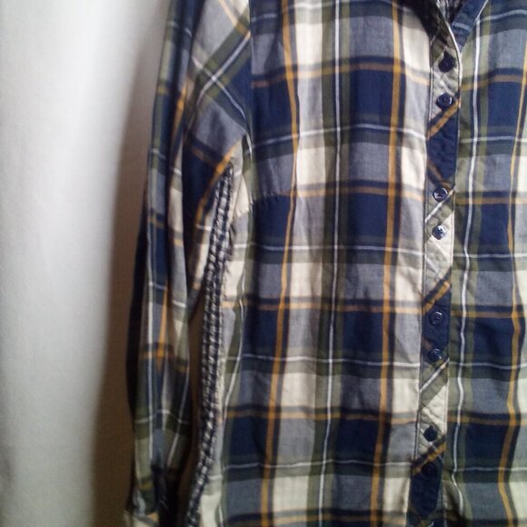 Lee Riders Button Up Shirt M Women Long Sleeve Plaid Blue Green - Picture 12 of 16